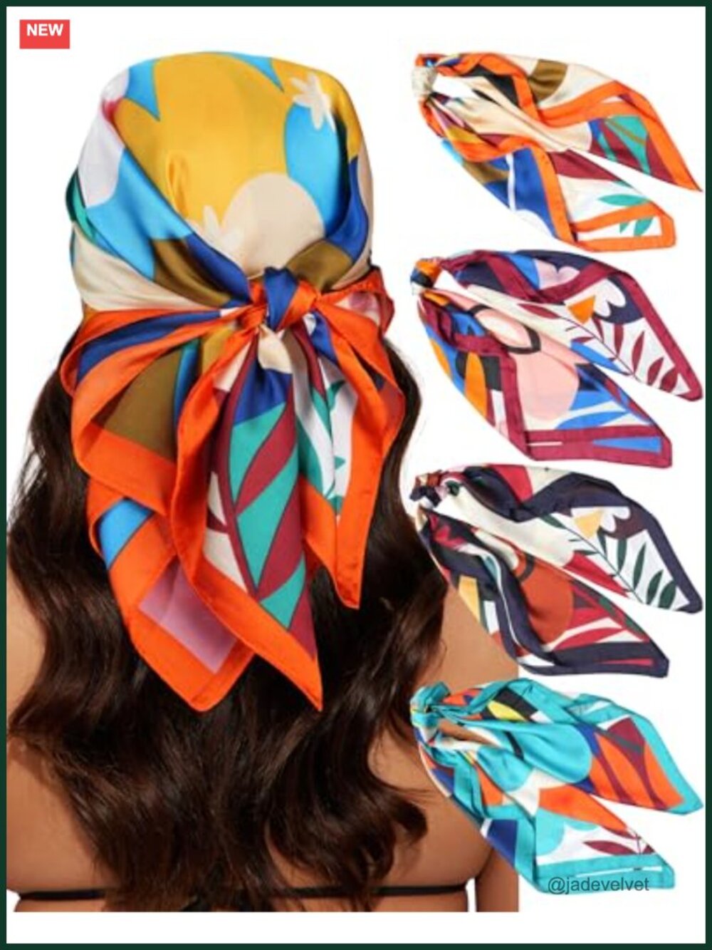 4 Pack Satin Head Scarves for Women - Lightweight Hair Wraps, Neck Scarves &